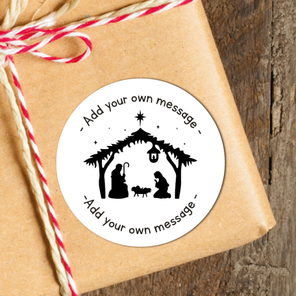 24 Personalised Christmas Stickers Nativity